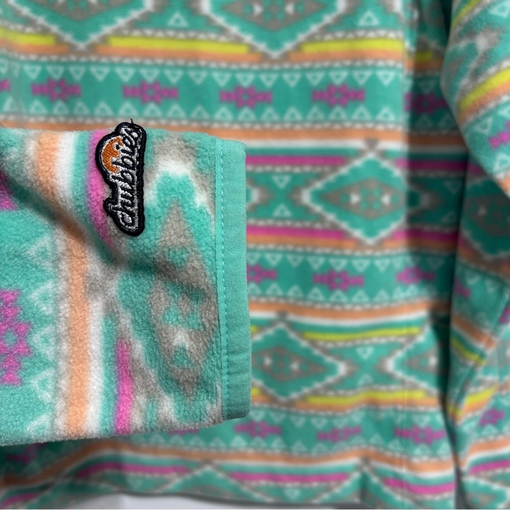 Chubbies Colorful Southwestern Aztec Women Fleece Pullover 1/4 Zip Large Bright - Picture 7 of 12